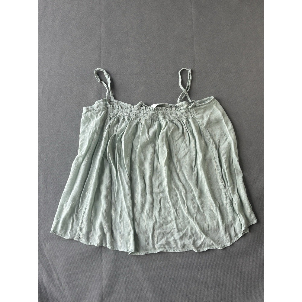 7 For All Mankind Mint Green Metallic Stripes Flowy Blouse M